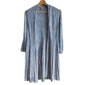 Chico's Travelers Blue and White Draped Cardigan Size (1) Medium